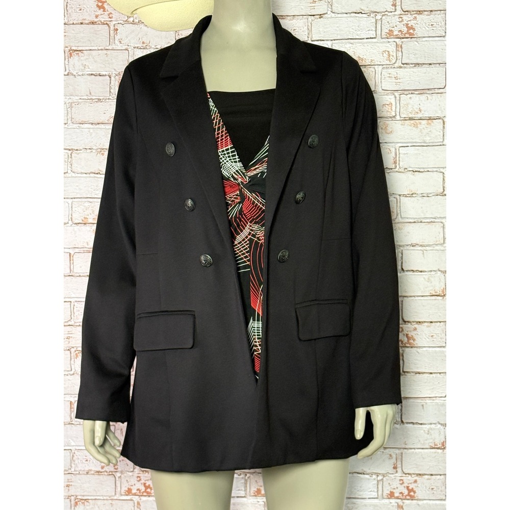 Studio by Torrid Womens Professional Double Breasted Blazer Size 1 Black Preppy